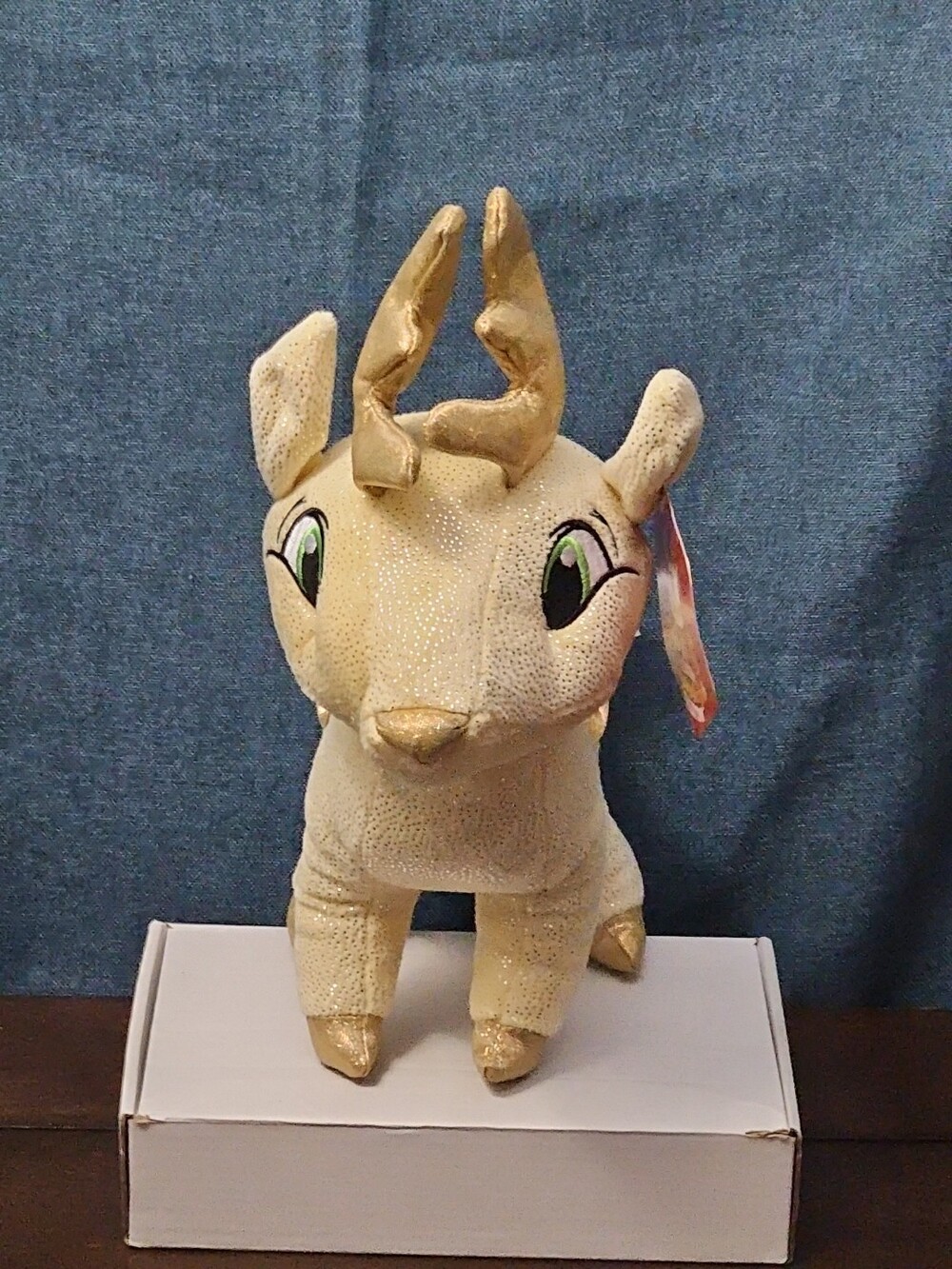 Sugar Loaf Santa’s Classic Reindeer | DASHER White Gold Sparkle Plush | Rare - Picture 2 of 16